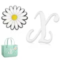 Accessoires sac de plage EVA DIY, marguerite blanche et breloque lettre X cursive pour sacs. - Lettre X