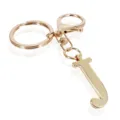 Gold tone metal letter J keychain with lobster clasp and split ring accessory view - Letter J / Gold