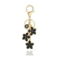 Goldener Schlüsselanhänger mit schwarzen Blumen Anhängern und Initialen B für Damen. - Stil 17 / Einzelpackung