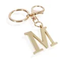 Golden metal letter M keychain with split ring and lobster clasp for bag accessory. - Letter M / Gold