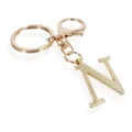 Gold metal letter N keychain with lobster clasp and split ring, stylish bag charm pendant. - Letter N / Gold