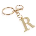 Gold tone initial R letter metal keychain with lobster clasp and split ring for bags and car keys. - Letter R / Gold