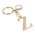 Gold metal letter Z keychain, stylish alphabet bag charm and key ring pendant for daily use. - Letter Z / Gold