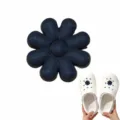 Black PVC flower shoe charm for clogs, cute floral jibbitz accessory for decorative footwear. - Style 16