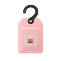 Pink wardrobe sachet with black hook and mesh window design for fresh closet fragrance. - Cherry Blossom English