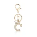 Goldener Initialen Buchstabe C Schlüsselanhänger mit Krone und Strass für Damen Accessoire. - Stil 2