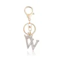 Goldener Buchstabe W Schlüsselanhänger mit Krone Kristall Initial Schlüsselring Damen - Stil 21