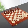 Wooden magnetic international chess set with foldable board for family puzzle leisure games - Large Magnetic Chess Set / 40x21.2x5.2cm / Natural Wood Color