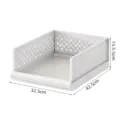 Wardrobe organizer drawer stackable clothes storage shelf space saving plastic basket - Low Model 32.5x42.5x15.5cm / White
