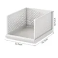 White stackable wardrobe storage drawer shelf with mesh ventilation, 32.5x42.5x23.5cm. - High Model 32.5x42.5x23.5cm / White