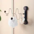 Wall-mounted suction cup multi-functional wave hook rack for bathroom and kitchen storage. - Slipper Rack / Vintage Walnut Wood Grain