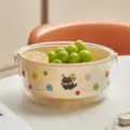 Double layer drain basket fruit bowl cute cat design plastic kitchen colander fresh colander - Polka Dot Cat Double-Layer Draining Basket