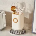 Plastic kitchen chopstick holder dual grid utensil storage box with draining base for countertop - Bear Chopstick Holder / Cream White