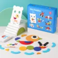 Montessori Holz geometrisches Puzzleset für Kinder, kreatives Lernspielzeug für Feinmotorik. - Montessori Spaß Puzzle