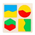 Montessori wooden geometric shape matching puzzle board, colorful early educational toy for kids. - Square and Circular Fractionation (MQY)