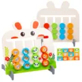 Wooden educational sliding puzzle game toy with cute animal theme, colorful color variant. - Rabbit Style