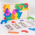 Houten zeshoekig puzzel speelgoed voor kinderen logisch denken educatief spel met blokken. - Creatieve honingraatpuzzels