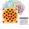 Wooden Memory Chess Toy Set Kids Educational Board Game with 8 Cards and 20 Pieces - Ladybug Memory Chess