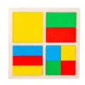 Montessori Wooden Geometry Fraction Puzzle Board Educational Toy for Toddlers Color Shape - Square Fractionation (MQY)