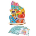 Set di giocattoli in legno impilabili con forme geometriche colorate, carte e base di gioco. - Set di Blocchi da Impilare di Equilibrio