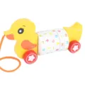 Wooden kids educational math pull toy pull-along cartoon animal toy with rotating numbers. - HBE-Duck Number Pull-Along Toy