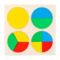 Wooden Montessori fraction puzzle board, colorful geometric shape matching toy for early learning kids. - Circular Fractionation (MQY)