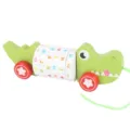 Wooden toddler educational math pull toy car with cute cartoon crocodile design and numbers. - HBE-Crocodile Number Pull-Along Toy
