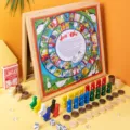 Set gioco da tavolo dell'oca in legno Gioco da tavolo interattivo per famiglie - Scacchi di Gioco 4 in 1
