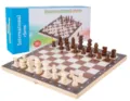 Set di scacchi internazionali in legno con scacchiera pieghevole e pezzi classici. - Grande set di scacchi magnetici pieghevoli