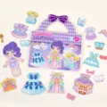 Set di giocattoli per bambole vestite magnetiche da principessa di cartoni animati - Stile Principessa Viola
