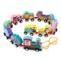 Giocattolo del trenino degli animali in legno da tirare, treno educativo colorato per bambini. - Treno Animali della Fattoria