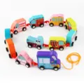 Treno giocattolo da trainare in legno veicolo cartone animato educativo per bambini - Treno Veicoli