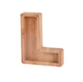 Hucha de Madera Letra L, Caja de Dinero Acrílico Transparente, Acabado de Madera Natural - Letra L