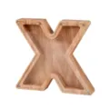 Hucha de madera con forma de letra X y panel de acrílico transparente decorativa - Letra X