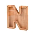 Hucha de madera letra N con acrilico transparente, caja de ahorro creativa para escritorio. - Letra N