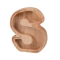 Hucha de madera con letra S y panel frontal acrílico transparente, decoración creativa. - Letra S