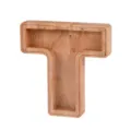 Hucha de madera con letra T y ventana de acrílico transparente, caja de ahorro creativa. - Letra T