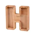 Hucha de madera letra H con panel acrilico transparente, tarro de ahorros y decoracion. - Letra H