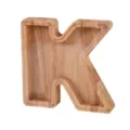Hucha de madera letra K con panel frontal de acrilico transparente caja de ahorro de dinero - Letra K