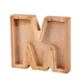 Hucha de madera letra M con ventana acrílica transparente y tornillos, caja de ahorros. - Letra M