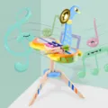 Wooden kids jazz drum toy, multi-functional musical instrument with cute peacock xylophone design. - Peacock Drum Set