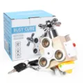 Montessori wooden busy cube early education toy with multiple interactive features and box. - Fun Busy Board Cube
