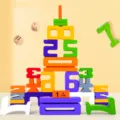 Colorful wooden number blocks stack toy for kids math early education and puzzle learning play. - Colorful
