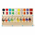 Kids wooden educational toy magnetic bead maze number shape matching board color sorting game - Ice Cream