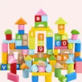 100pcs wooden building blocks toys number alphabet early education stacking castle toy - Number and Letter Blocks / 100 Pieces