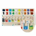 Kids wooden shape number matching magnetic bead maze toy, milk tea style color sorting board - Milk Tea