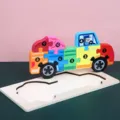 Jouet camion puzzle 3D en bois pour enfants, variante de blocs de chiffres colorés. - Puzzle 3D Camion