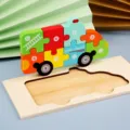 Jouet de puzzle de camion de pompier en bois 3D pour enfants jouet educatif de nombre - Puzzle 3D Camion de Pompier