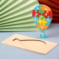 Jouet de puzzle 3D en bois pour enfants ballon air chaud apprentissage des chiffres - Puzzle 3D Montgolfière