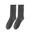 Femmes gris pois volants chaussettes mi-tubes style japonais doux été coton fin chaussettes - Taille unique / Gris foncé